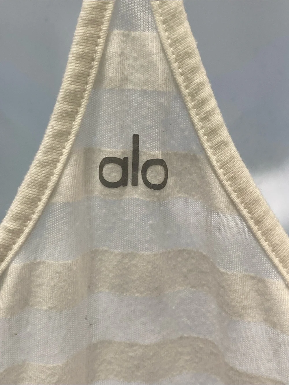 Alo Women's White Sheer Striped Racerback Tank Top Size Small